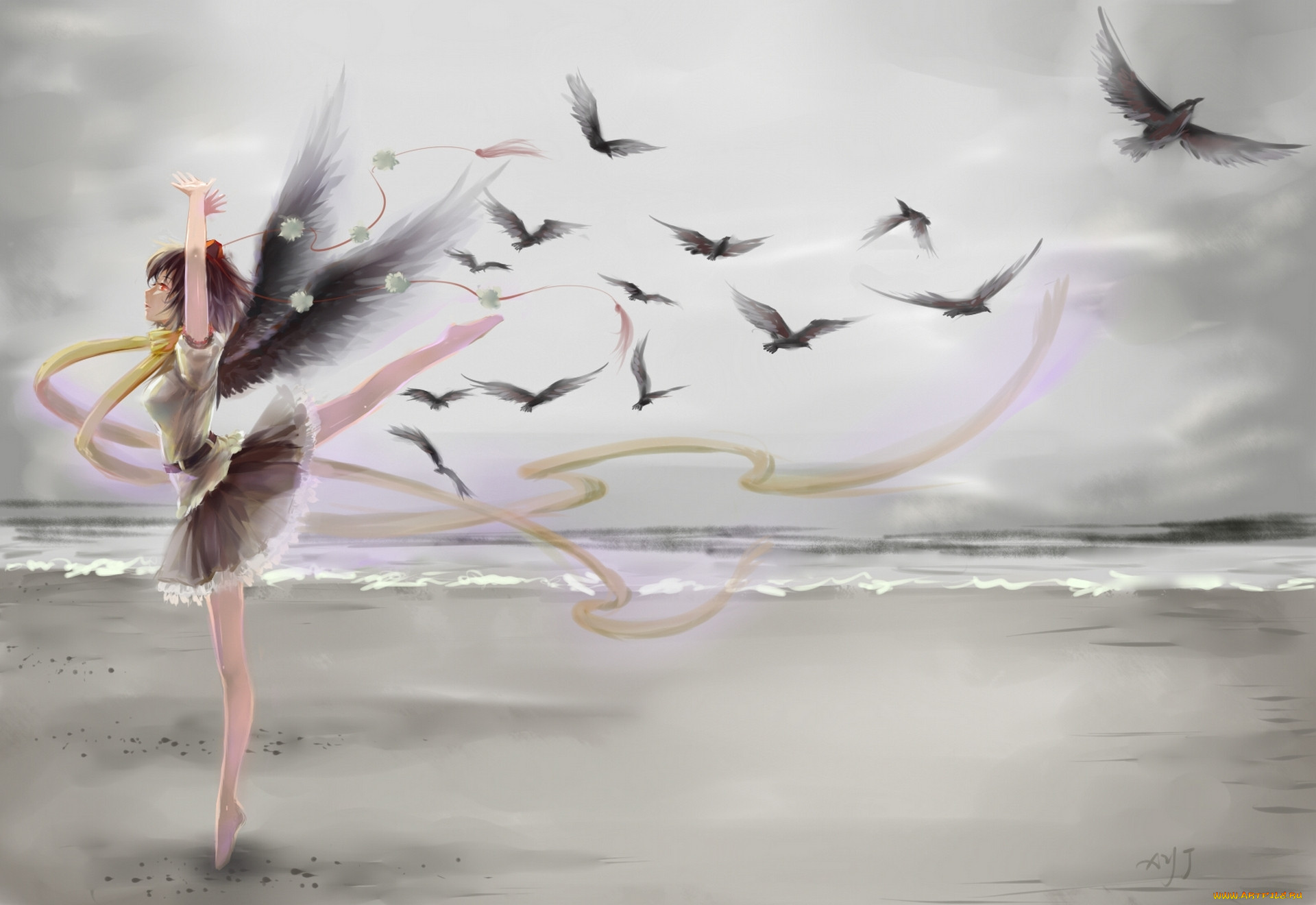 Позволяй душе летать. Девушка птица. Девушка с птичкой. Картина девушка с крыльями. Девушка и летящие птицы арт.